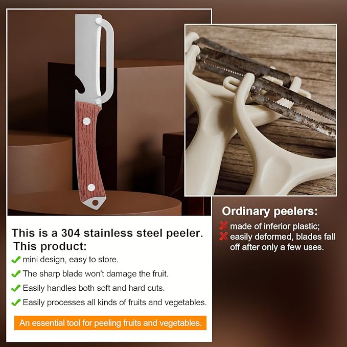 2pcs Multi-Functional Vegetable Peeler with Ergonomic Handle, Stainless Steel Thick & Thin Skin Fruit Peeler with Bottle Opener, Not for Left-Handed Users, Practical Kitchen Tool for Apple Potato - Image 4
