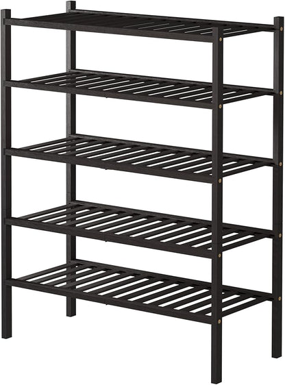 ROMGUAR CRAFT 5 Tier Bamboo Shoe Rack for Closet Free Standing Wood Shoe Shelf for Entryway Small Space Stackable 27"x11"x33" (Brown) - Image 7
