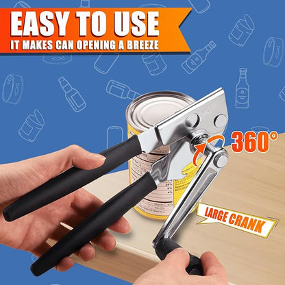Can Opener Manual, ICEKATI Commercial Heavy Duty Can Opener for Large Cans, Folding Hand Crank with Comfortable Long Handles, Sharp Blade Smooth Edge - Image 3