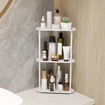 Jesginboo 3 Tier Bathroom Counter Organizer, Vanity Organizer Corner Shelf, Skincare, Makeup Countertop Organizers, Kitchen, Bathroom Counter Storage, White - Image 2