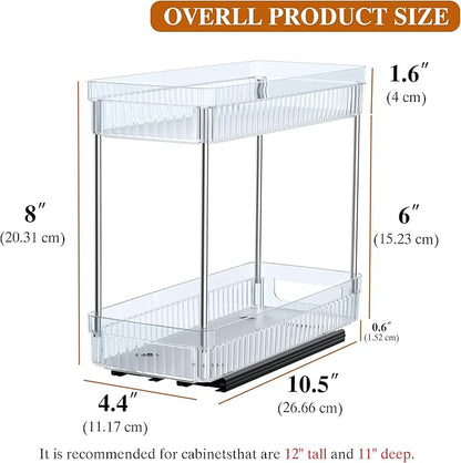 DABIGE 3 Pack Pull Out Spice Rack Organizer for Cabinet, 2 Tier Slide Out Spice Racks Organizer, Spice Cabinet Organizers, Cabinet Size Need:12'' High x 11'' Deep x 5'' Wide, Clear Acrylic - Image 4