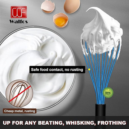 Walfos Whisk, Silicone Whisk Heat Resistant (480°F) Kitchen Whisks Set of 4- Professional Whisks For Cooking Non Scratch, Balloon Egg Wisk Perfect for Frothing, Blending, Beating - Image 7