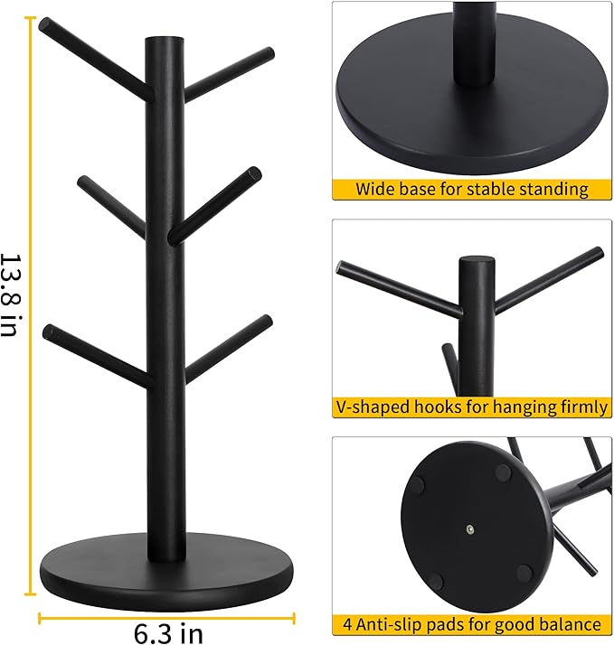 MyLifeUNIT Mug Holder Tree, Coffee Cup Holder with 6 Hooks (Black) | MyLifeUNIT, Mug Holder Tree, Coffee Cup Holder, 6 Hooks, Black - Image 7