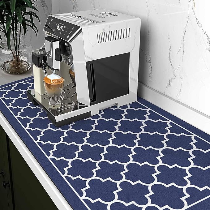 WISELIFE Dish Drying Mat Super Absorbent Drying Mat Large Dish Drying Mats for Kitchen Counter Easy Clean Dish Mat Kitchen Drying Mat18"x 32" Stylish Blue - Image 2