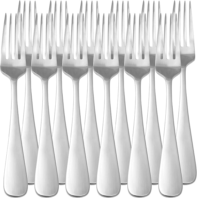 Amazon Basics Stainless Steel Dinner Forks with Round Edge, 10 Pack of 12, 120 count total, Silver - Image 3