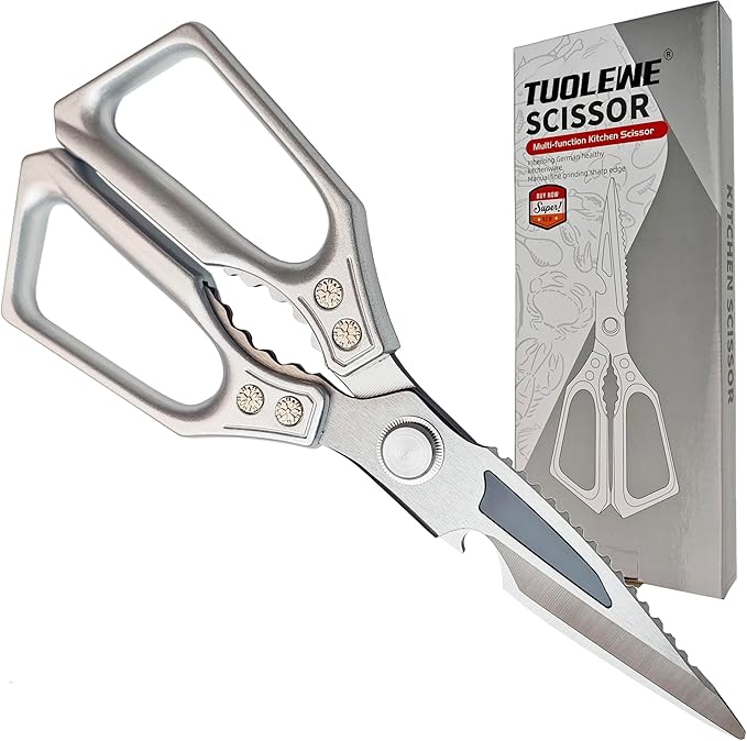 Heavy Duty Kitchen Scissors - 3.0mm Thickened Professional Stainless Steel Blades, All-Purpose Dishwasher Safe Meat & Poultry Shears for Cutting Chicken Bones, Food Prep