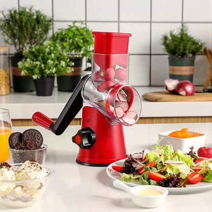 Cheese Grater Rotary, Rotary Grater for Kitchen, Kitchen Grater Vegetable Slicer with 3 Drum Blades, Fast Cutting Cheese Shredder for Vegetables and Nuts - Image 9