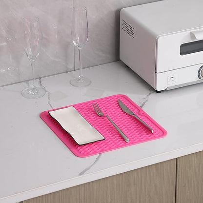 MicoYang Silicone Dish Drying Mat for Multiple Usage,Easy clean,Eco-friendly,Heat-resistant Silicone Mat for Kitchen Counter or Sink,Refrigerator or Drawer liner Rose M 12 inches x 12 inches - Image 7