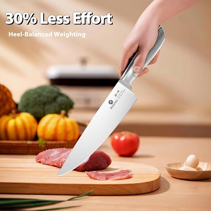 imarku® Kitchen Knife Set, 15 Pcs Japanese Knife Set with Block, Premium Razor-Sharp Chef Knives Set for Kitchen with Sharpener, Rust-Proof, Ergonomic Full-Tang Handle, Black - Image 4