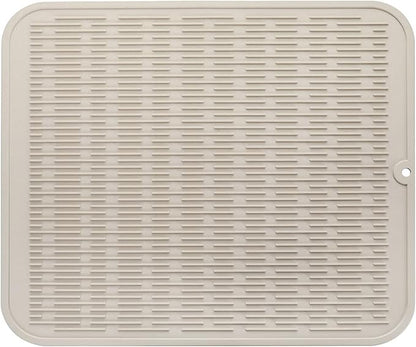 MicoYang Silicone Dish Drying Mat for Multiple Usage,Easy clean,Eco-friendly,Heat-resistant Silicone Mat for Kitchen Counter or Sink,Refrigerator or Drawer Liner Tapioca XL 18 inches x 16 inches by MicoYang