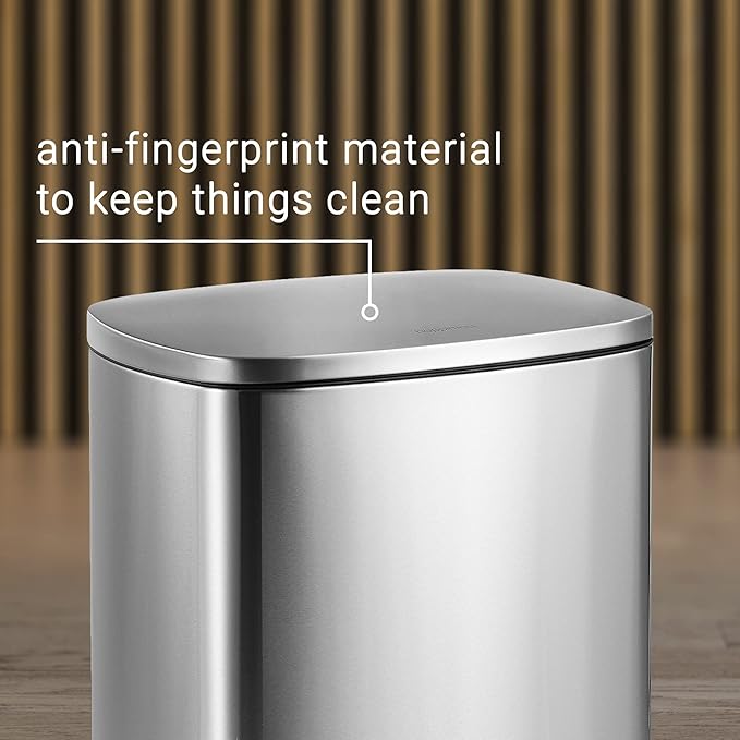 happimess HPM1006A Connor Rectangular 13-Gallon Trash Can with Soft-Close Lid and Free Mini Trash Can, Fingerprint Resistant, Modern, Minimalistic for Home, Kitchen, Office, Bathroom, Steel - Image 9