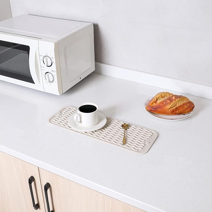 MicoYang Silicone Dish Drying Mat for Multiple Usage,Easy clean,Eco-friendly,Heat-resistant Silicone Mat for Kitchen Counter or Sink,Refrigerator or Drawer Liner Tapioca S 12 inches x 6 inches - Image 6