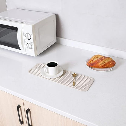 MicoYang Silicone Dish Drying Mat for Multiple Usage,Easy clean,Eco-friendly,Heat-resistant Silicone Mat for Kitchen Counter or Sink,Refrigerator or Drawer Liner Tapioca S 12 inches x 6 inches - Image 6
