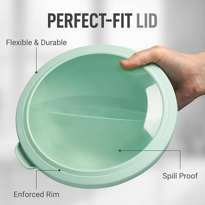 Zulay Kitchen 12 Piece Plastic Nesting Mixing Bowl Set - Colorful Bowls with Lids - Microwave and Freezer Safe (Mint Ombre) - Image 4