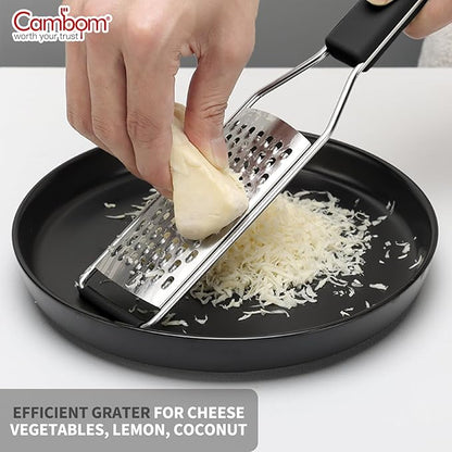 Cambom Cheese Grater Lemon Zester, Graters for Parmesan Cheese, Lemon, Citrus, Garlic, Nutmeg, Chocolate, Fruits, Vegetables, Ginger, Vegetable & Cheese Shredder with Stainless Steel Coarse Blade - Image 2