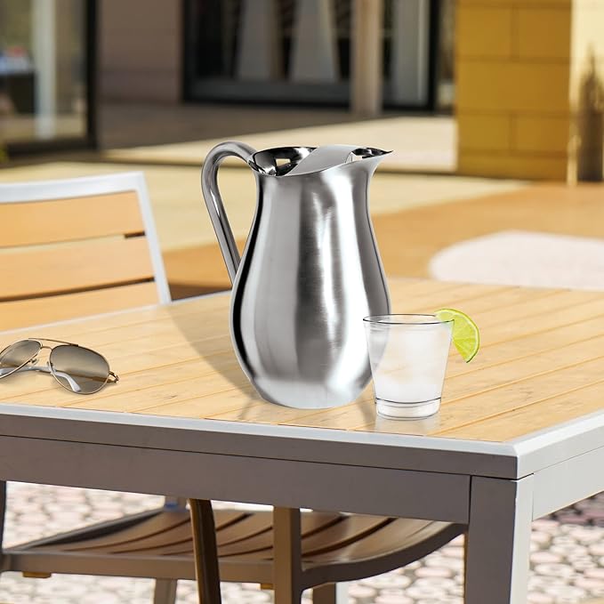 OGGI Stainless Steel Pitcher- Stainless Steel Water w/Ice Guard, Water Carafe, Great Metal Container for Entertaining, Ideal 68oz / 2 Lt Drink Pitcher - Image 2