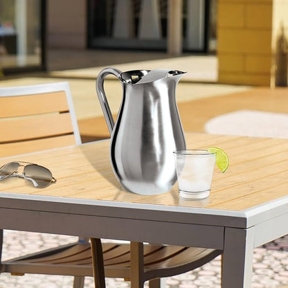 OGGI Stainless Steel Pitcher- Stainless Steel Water w/Ice Guard, Water Carafe, Great Metal Container for Entertaining, Ideal 68oz / 2 Lt Drink Pitcher - Image 2
