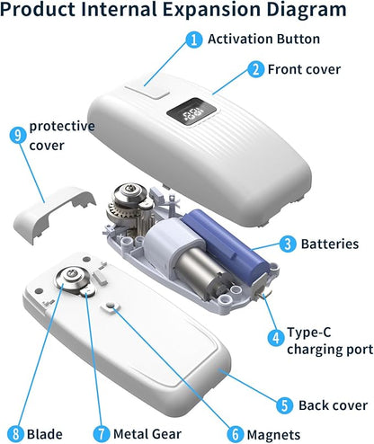 Electric Can Opener with LED Display, USB Rechargeable Electric Can Opener for Seniors & Arthritis, One-Touch Automatic Can Opener, Hands-Free, Smooth Edge, Compact, Cordless