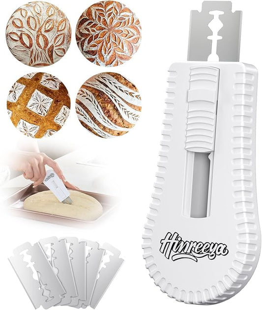 Bread Lame with Magnetic Push-Pull Design, Sourdough Scoring Tool with 5 Replaceable Blades, Ergonomic ABS Handle for Creative Baking Designs, Ideal for Sourdough, Artisan Bread & Baguettes