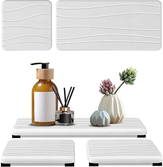 3PCS Water Absorbing Stone Tray, Fast Drying Stone Sink Tray, Stones Soap Trays, Water Absorbent Diatomite Trays, Diatomite Coasters for Kitchen Sink Bathroom Counter, Hand Soap Dish & Holders by Unknown