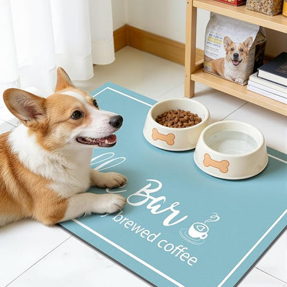 Findosom Dish Drying Mat, 16"x 24" Super Absorbent & Hide Stain Coffee Mat, Cuttable Drying Mat for Kitchen Counter, Coffee Bar Accessories, Under Dish Rack, Coffee Maker, Espresso Machine, Blue - Image 3