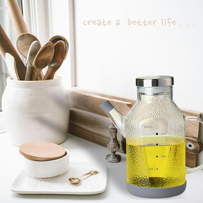 High Borosilicate Glass Oil Bottle-Olive Oil Dispenser for Kitchen-Soy Sauce and Vinegar Dispenser Bottle- Cooking Container Cruet-Oil Dispensing Bottles (Raindrops, Small/550ml)