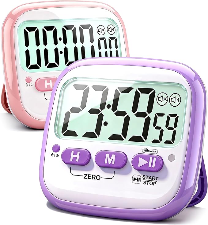 Antonki 2 Pack Classroom Timers for Kids Teachers, Magnetic Countdown Digital Kitchen Timer for Cooking, Study, Exercise, Games, Time Mangement - Loud/Silent Mode - Battery Included by Antonki