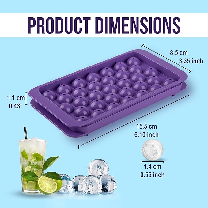 Small Ice Cube Trays for Freezer – 2 Pack Hard Plastic Mini Ice Cube Trays, 66 Small Ice Cubes (1.1”), BPA Free Ice Mold for Cocktails, Iced Coffee & Drinks
