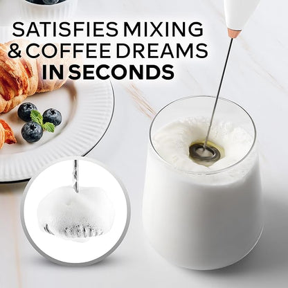 Zulay Kitchen Powerful Milk Frother Wand With 4 AA Duracell Batteries - Ultra Fast Handheld Drink Mixer - Electric Whisk Foam Maker for Coffee, Lattes, Cappuccino, Matcha & Creamer - White & Rose Gold - Image 2