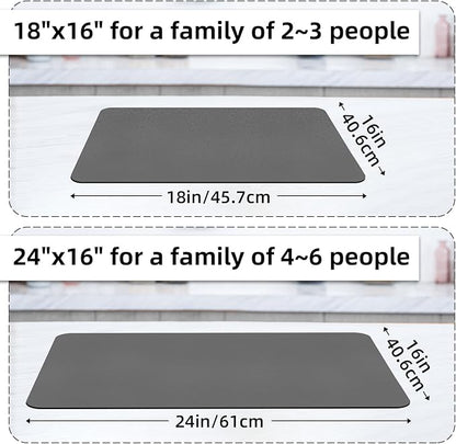 LOPNUR Kitchen Dish Drying Mat, 18"x16" Small Dish Drying Mats for Kitchen Counter, Diatomite Coffee Mat, Super Absorbent Dish Drying Pad, Heat Resistant Mat with Anti-slip Rubber Backed, Grey - Image 5