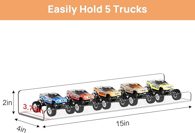upsimples 8 Pack Acrylic Shelves Wall Organizer and Storage, 15" Display Shelf for Figure, Toy Cars, Perfume, Kids Bookshelf for Bedroom, Nursery, Craft Room, Clear - Image 3