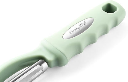 Spring Chef Premium Swivel Vegetable Peeler, Comfortable Handle and Ultra Sharp Stainless Steel Blades - Perfect Kitchen Peeler For Veggie, Fruit, Potato, Carrot, Apple - Pistachio - Image 9
