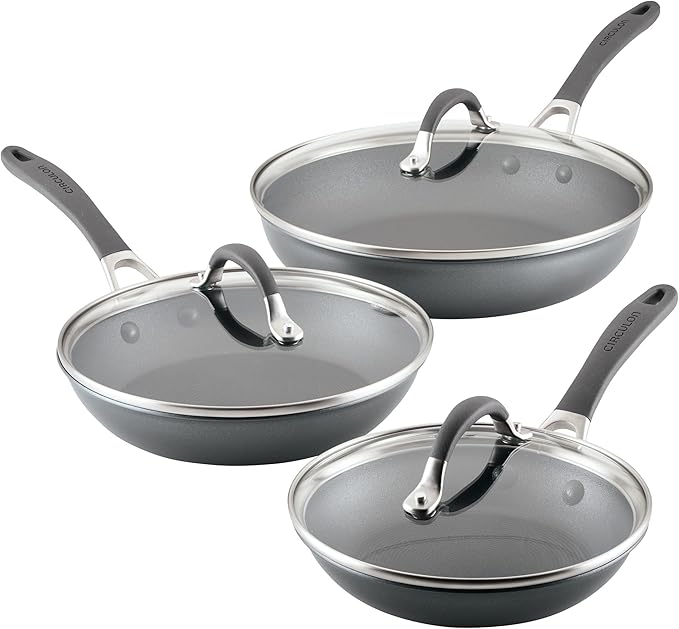 Circulon A1 Series with ScratchDefense Nonstick Induction Frying Pan Set, 6-Piece Cooking Pans Set, Induction Cookware, Graphite by Circulon