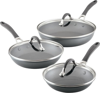 Circulon A1 Series with ScratchDefense Nonstick Induction Frying Pan Set, 6-Piece Cooking Pans Set, Induction Cookware, Graphite by Circulon