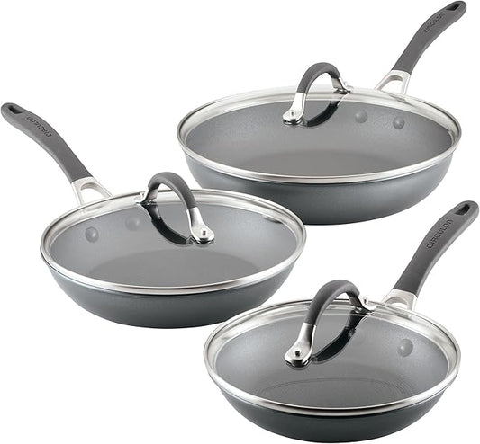Circulon A1 Series with ScratchDefense Nonstick Induction Frying Pan Set, 6-Piece Cooking Pans Set, Induction Cookware, Graphite by Circulon