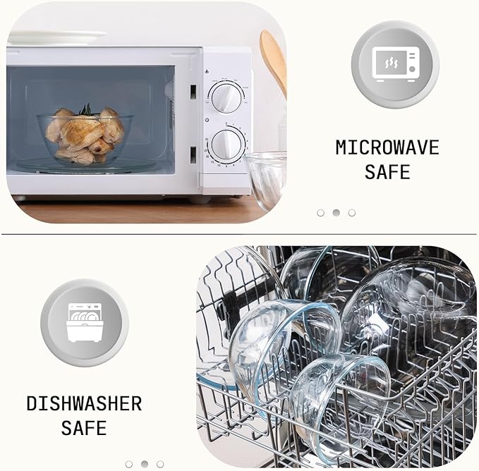 Cuiselect 4pc Glass Mixing Bowls Sets (2.80QT, 1.64QT, 1.16QT, 0.85QT), Nesting Mixing Bowls for Cooking Prep, Baking, Storage, Large Salad Bowls Sets-Dishwasher Microwave Freezer Safe - Image 4