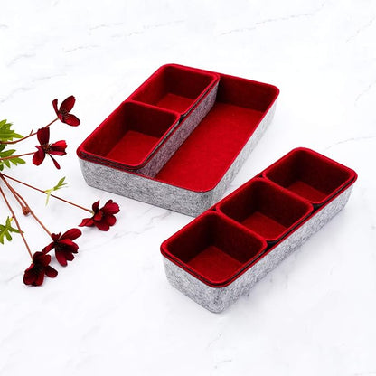 Welaxy Desk Drawer organizers tray Felt storage bins office Sleek Minimalist Lifestyle chic aesthetics room décor for dorm closet decluttering 8-piece (Burgundy) - Image 3