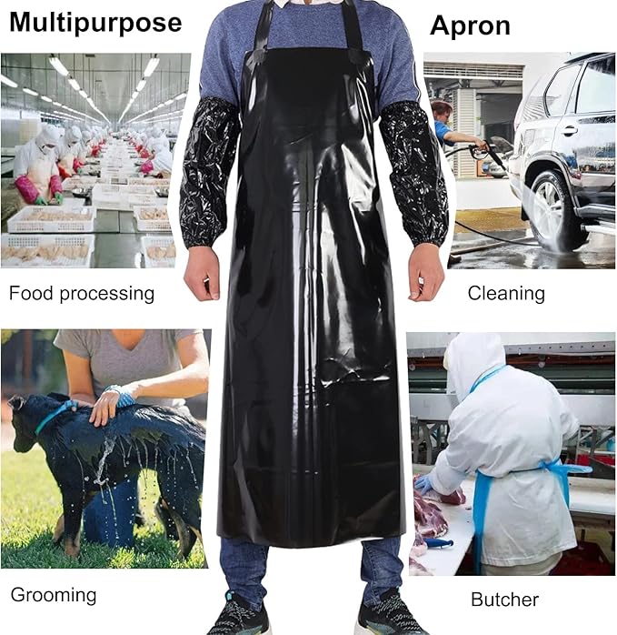 ELEBOX Waterproof Oil Proof Bib Apron Utility Apron Chemical Resistant Apron with Sleeve Work Apron Ultra Lightweight - Image 5