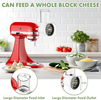 Cheese Grater Attachment for KitchenAid, Large Cheese Grater with 3-inch Feed Chute and Splash-Proof Barrier, Cheese Shredder, For Kitchen Aid Accessories and Attachments, Dishwasher Safe By Cofun - Image 5
