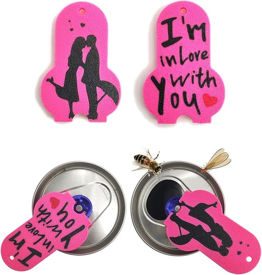 Soda Can Tab Opener Mini Soda Can Cover Easy Tab Opener and Drink Protector Cute Beverage Barricade Soda Protector for Beer,Coke,Aluminum Cans at Party,BBQ, Beach(Kiss&You)