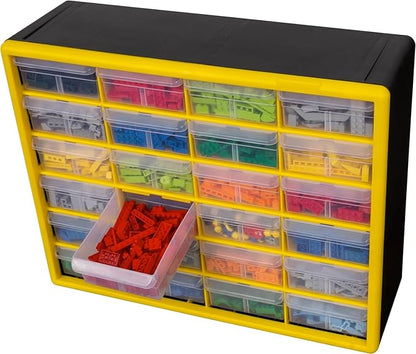 Akro-Mils 24-Drawer Plastic Drawer Storage Cabinet for Garage Organization, Bead Organizer, Building Bricks Storage, Teacher Toolbox, Makeup Organizer, 20-Inch W x 6-Inch D x 16-Inch H, 10124 Yellow - Image 8