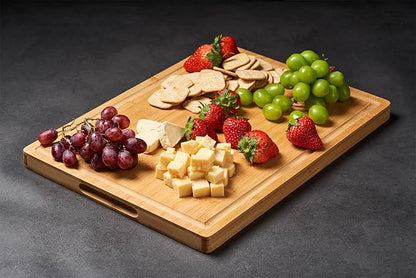 Allsum Large Bamboo Wood Cutting Boards for Kitchen, 1" Extra Thick Butcher Block with Juice Grooves & Handles Resisting to Warping and Cracking, Fancy Charcuterie Boards, 17"L x 12.5"W - Image 6