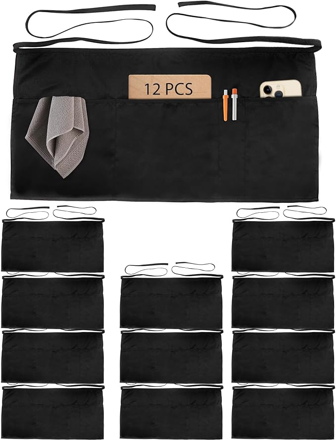 Xeoxarel Aprons with 4 Pockets (Available in 3 Pack / 7 Pack) 23.5'' X 11.5'' by XeoxarelWomensvests
