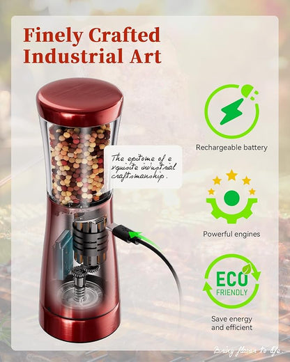 Electric Salt and Pepper Grinder Set with Storage Base, Stainless Steel Rechargeable Salt and Pepper Grinder Set with 4.5 oz Large Capacity, 1.8" Wide Mouth, Adjustable Coarseness, Ideal for Kitchen - Image 4