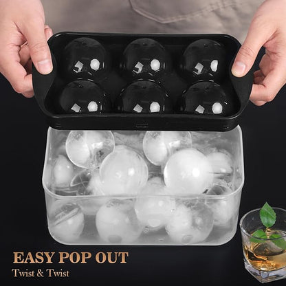 Whiskey Ice Cubes Mold 2 Pack - Round Ice Cube Mold & Ice Ball Maker Set with Storage Bin, Ice Cube Trays with Lid, Tongs for Bourbon & Cocktails, Gifts for Whiskey Lover - Image 2