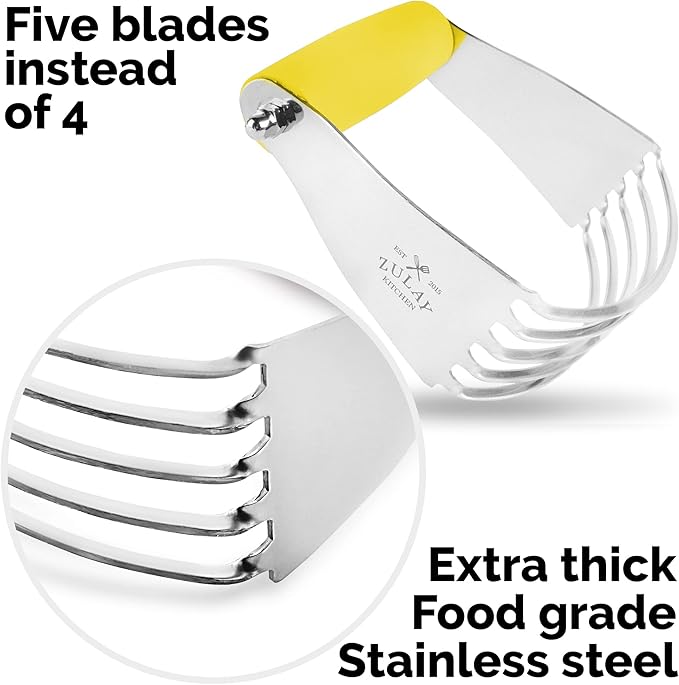 Zulay Kitchen Dough Blender - Stainless Steel Pastry Cutter, Heavy Duty Dough Cutter With Blades, Pastry Blender And Butter Cutter - Pastry Cutter For Baking (Yellow) - Image 2