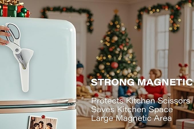 Kitchen Scissors Holder Magnetic Scissors Protector for Fridge, Portable Magnetic Sheath Cover for Kitchen Shears Waterproof Protector, White