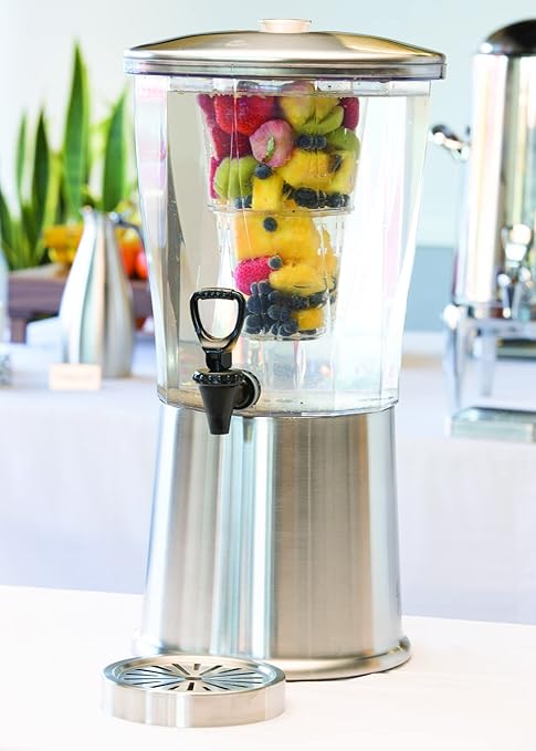 Service Ideas CBDRT3SS Beverage Dispenser, Round, 3 Gallon with Plastic Container and Optional Infuser Tube, Stainless Steel Base and Lid, NSF certified - Image 4