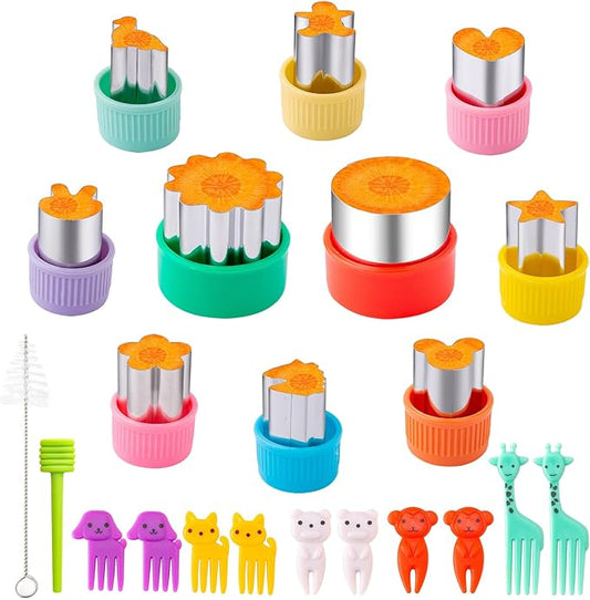 Fruit Cutters Shapes for Kids 22 Pcs, Mini Cookie Cutters Set, Vegetable Cutter with Food Picks