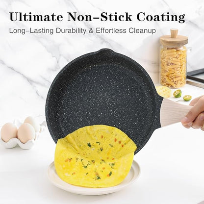 Kordisen Nonstick Frying Pan Skillet, 9.5 Inch Granite Egg Omelet Pan, Healthy and Non Toxic, Induction Compatible, PFOA Free - Image 2